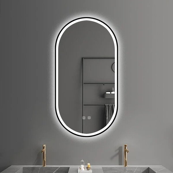 Oglindă LED OVL 50x100cm Black