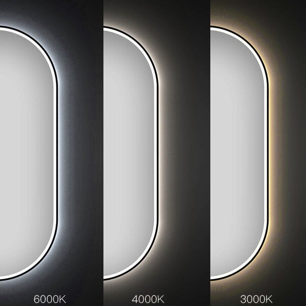 Oglindă LED OVL 50x100cm Black