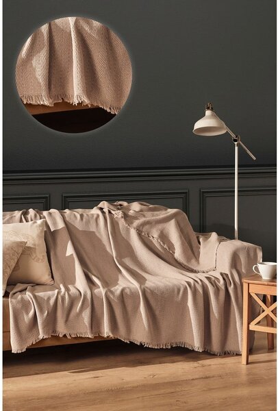 Cuvertură maro din bumbac reciclat 170x205 cm Merlin – Mijolnir