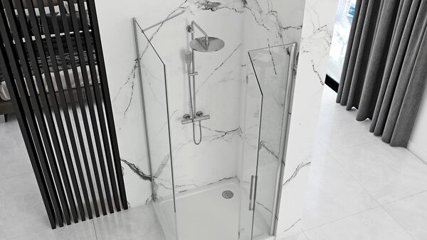 Rea Molier, cabină de duș 90 (uşă) x 90 (perete) x 190 cm, sticlă transparentă de 6 mm, profil cromat, KPL-K0539