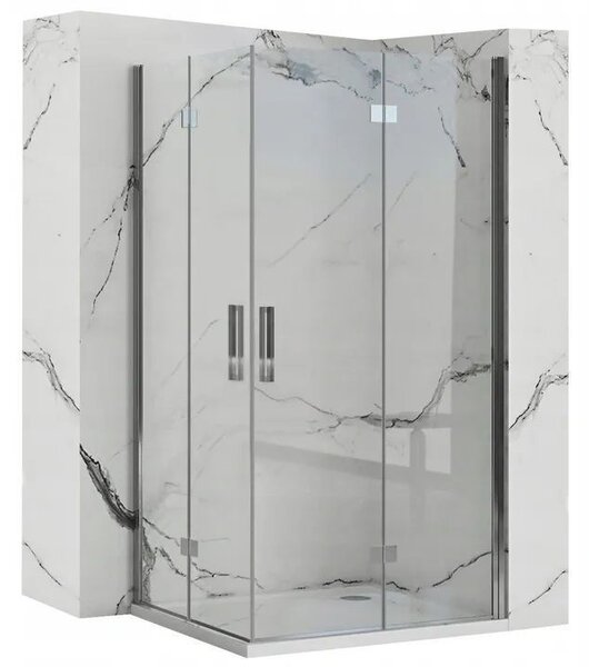 Rea Molier Double, cabină de duș cu ușă rabatabilă 90 (uşă) x 90 (uşă), sticlă transparentă de 6 mm, profil cromat, KPL-K6372