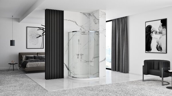 Rea Look, cabină de duș pătrată 80x80x190 cm, sticlă transparentă de 5 mm, profil cromat, REA-K7904