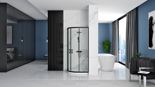 Rea Look, cabină de duș pătrată 80x80x190 cm, sticlă transparentă de 5 mm, profil negru, REA-K7902
