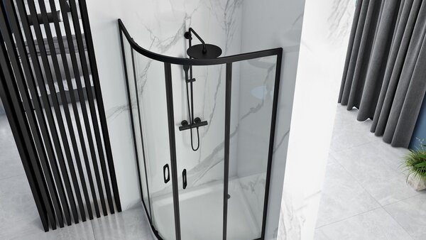 Rea Look, cabină de duș pătrată 80x80x190 cm, sticlă transparentă de 5 mm, profil negru, REA-K7902