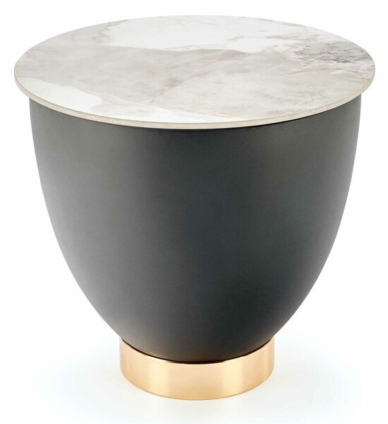 Măsuță de cafea Houston 1567, Gri, Marmură albă, Auriu, Metal, 45cm, 12 kg