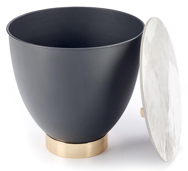Măsuță de cafea Houston 1567, Gri, Marmură albă, Auriu, Metal, 45cm, 12 kg