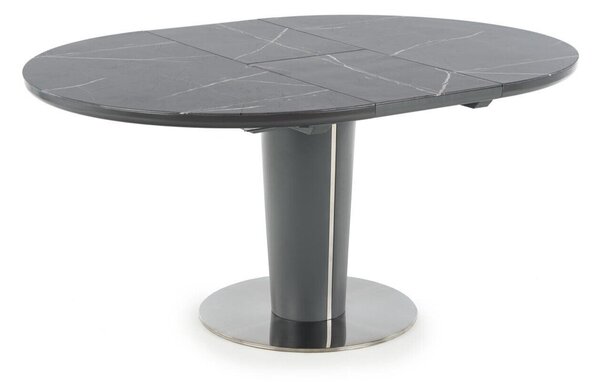 Masă Houston 958Gri inchis, Marmură cenușie, 8cm, ExtensieExtensie, Sticlă călită, Metal