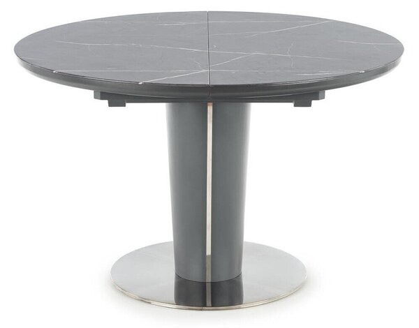Masă Houston 958Gri inchis, Marmură cenușie, 8cm, ExtensieExtensie, Sticlă călită, Metal