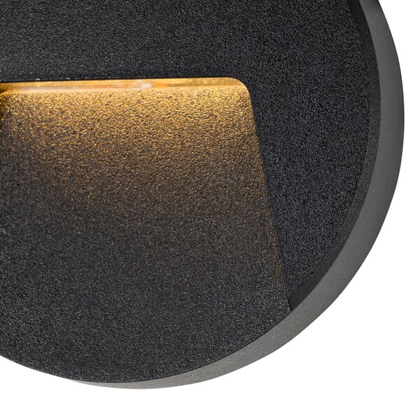 Set 2 Aplice Rotunde Negre pentru Exterior cu LED Integrat IP65 - Gem