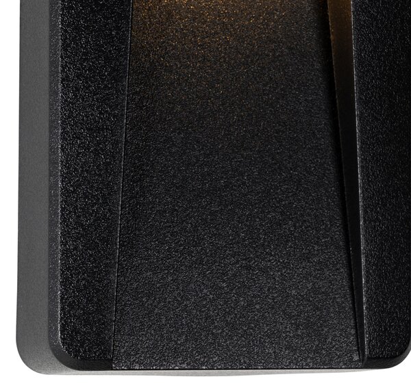Set 2 Aplice Perete Exterior Negre Dreptunghiulare cu LED Integrat IP65 - Gem