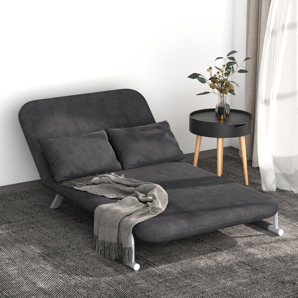 HOMCOM Canapea Extensibilă cu Șezut Reglabil în 5 Poziții și Perne Detașabile, Canapea din Imitație de Piele, 105x80x78 cm, Gri | Aosom Romania