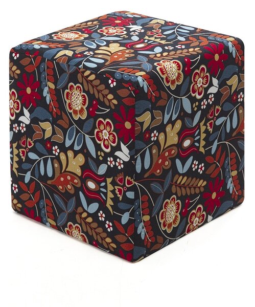 Taburet Dalbudak, multicolor, lemn/material textil, 40x40x40 cm