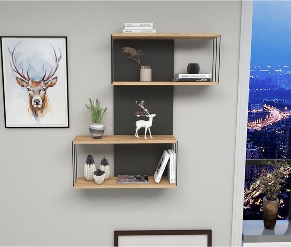 Raft gri antracit-în culoare naturală etajat cu aspect de lemn de pin 65 cm Destan – Kalune Design