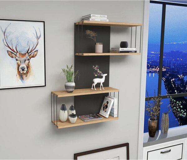 Raft gri antracit-în culoare naturală etajat cu aspect de lemn de pin 65 cm Destan – Kalune Design