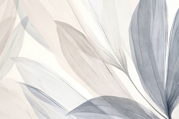 Tapet Frunze abstracte, translucide, în nuanțe de roz pastel, bej și albastru, pe un fundal texturat, Imagini de fundal unice, w10063 : Uwalls.ro