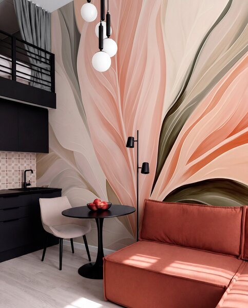 Tapet Frunze abstracte, cu contururi bine definite, Imagini de fundal unice, w05915 : Uwalls.ro