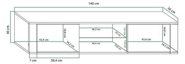 Comodă TV Gilroy 104Alb, Alb lucios, 14x3x4cm
