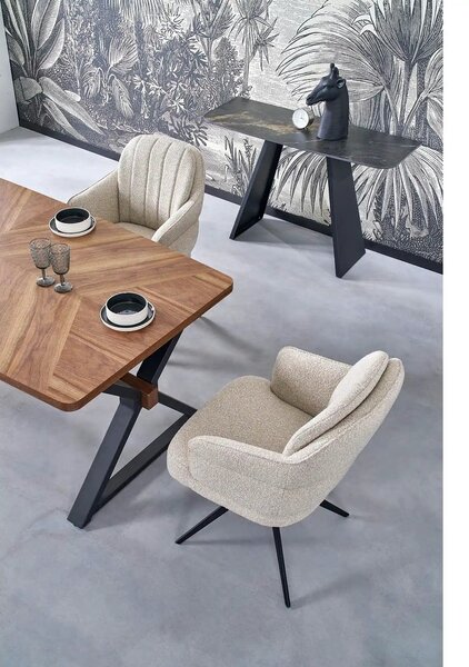 Scaun K570, bej/negru, stofa/otel, 61x70x92 cm