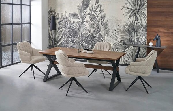Scaun K570, bej/negru, stofa/otel, 61x70x92 cm