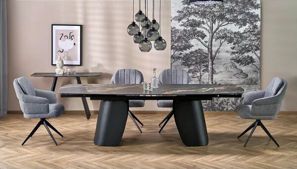 Scaun K570, gri/negru, stofa/otel, 61x70x92 cm