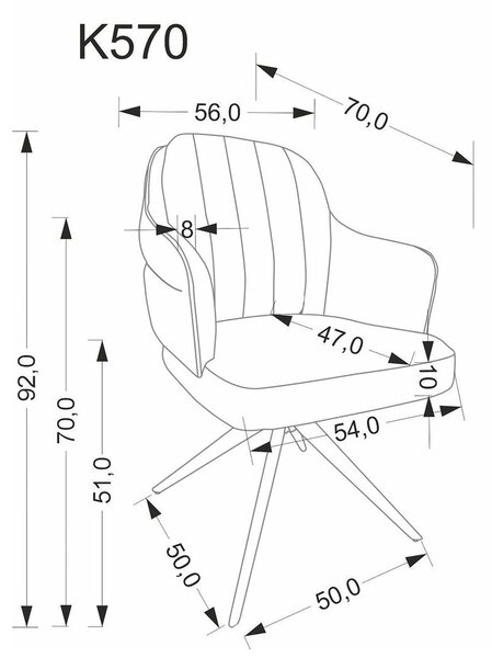 Scaun K570, bej/negru, stofa/otel, 61x70x92 cm
