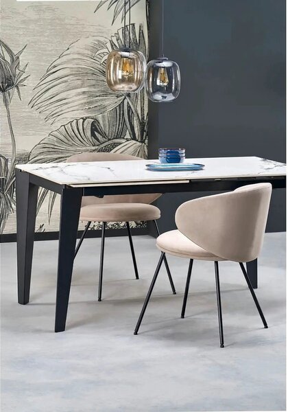 Scaun K587, bej - Mavel 38, stofa catifelata/otel, 60x58x77 cm