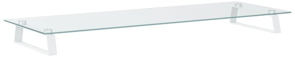 Suport de monitor, alb, 100x35x8 cm, sticlă securizată și metal