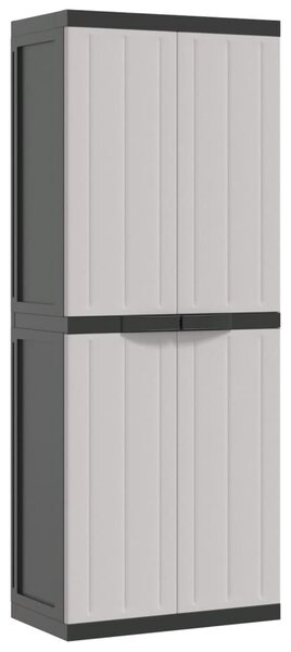 Dulap depozitare de exterior, gri și negru, 65x37x165 cm, PP