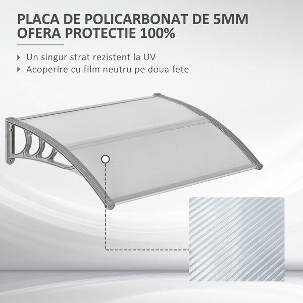 Outsunny Copertină Anti-UV din Policarbonat pentru Uși și Ferestre 100x75cm | Aosom Romania