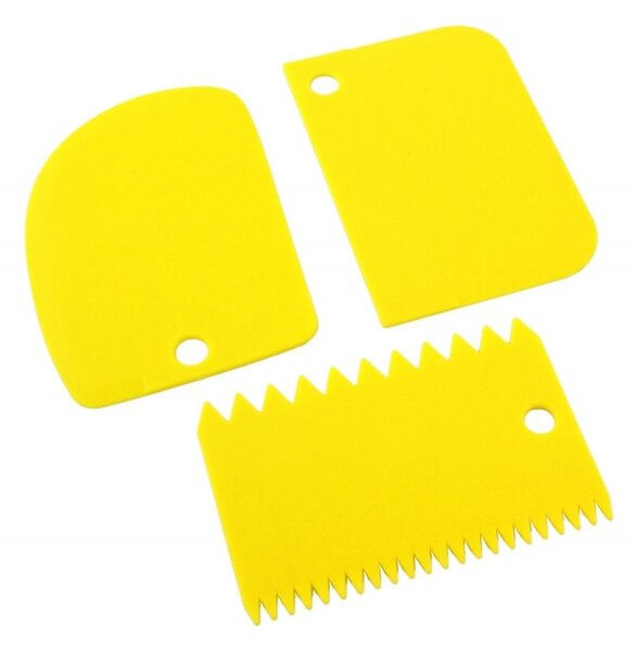 Set spatule decorare prajituri, 3 buc, plastic, multicolor