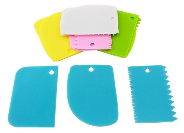 Set spatule decorare prajituri, 3 buc, plastic, multicolor