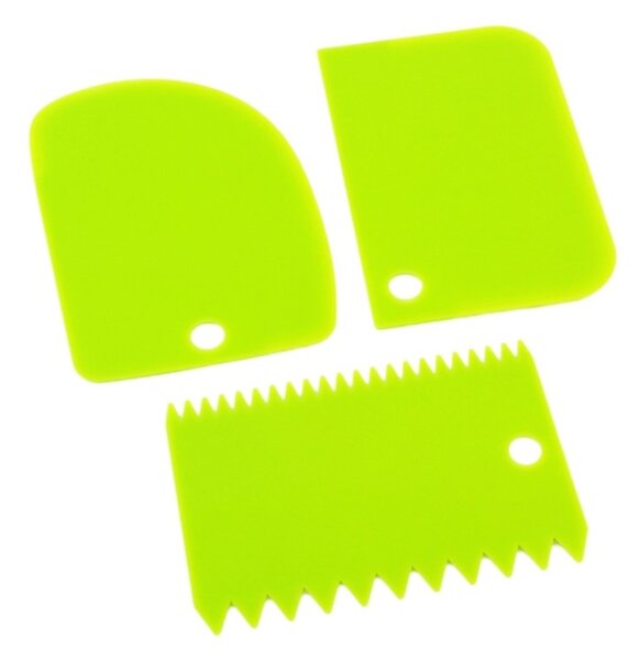 Set spatule decorare prajituri, 3 buc, plastic, multicolor