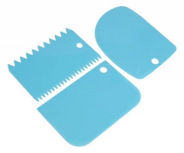 Set spatule decorare prajituri, 3 buc, plastic, multicolor