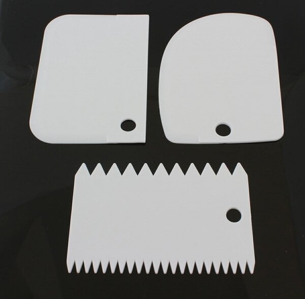Set spatule decorare prajituri, 3 buc, plastic, multicolor