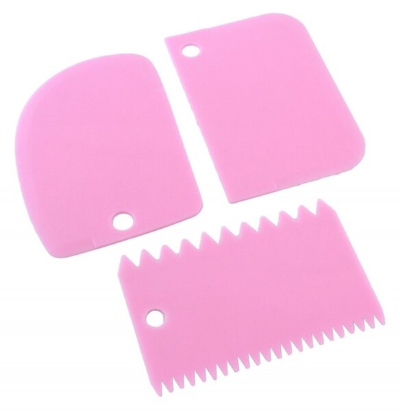 Set spatule decorare prajituri, 3 buc, plastic, multicolor