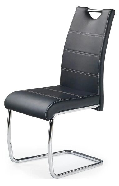 Scaun tapitat piele ecologica K211, negru/crom, 42x60x97 cm