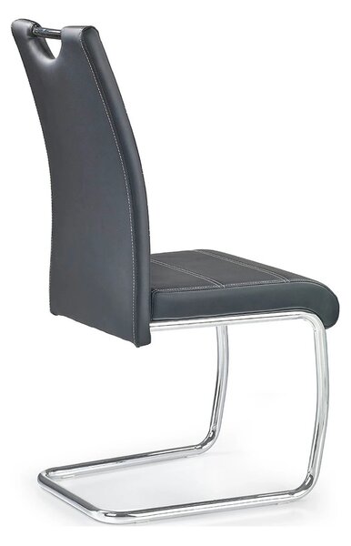 Scaun tapitat piele ecologica K211, negru/crom, 42x60x97 cm