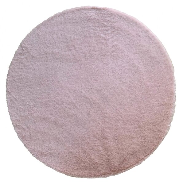 Covor Pufos, Model Blanita Rotund Antiderapant, Soft LOP 020, Roz 80 x 80