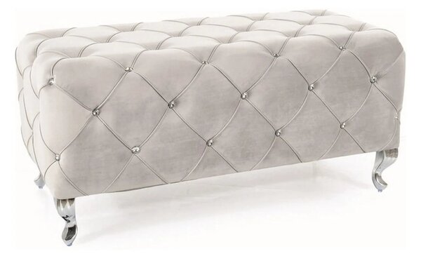 Taburet HESTIA, stofa catifelata gri deschis - Bluvel 03, 100x50x46 cm