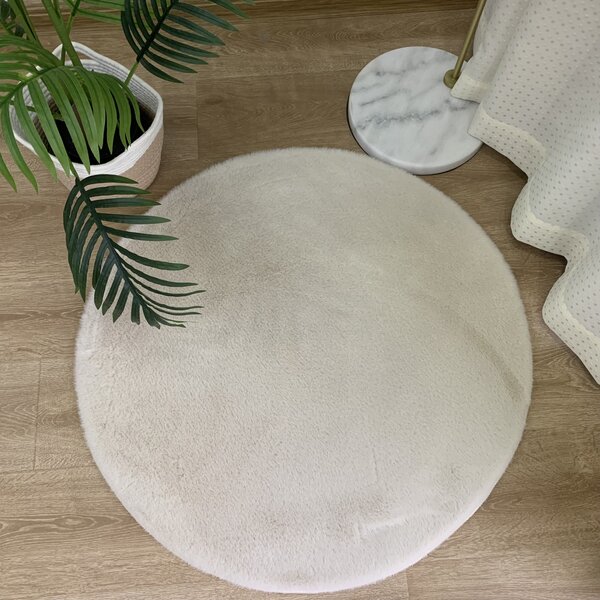 Covor Pufos, Model Blanita Crem, Rotund Antiderapant, Soft LOP 050 80 x 80