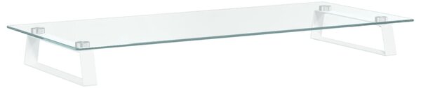 Suport de monitor, alb, 80x35x8 cm, sticlă securizată și metal