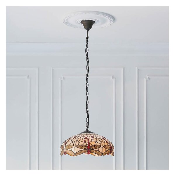 Endon 70824 - Lustru suspendat pe lanț Tiffany DRAGONFLY 3xE27/60W/230V, diametru 41 cm