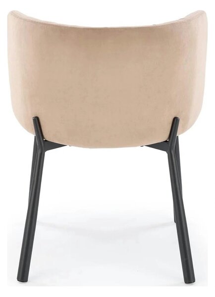 Scaun K531, bej/negru, stofa catifelata/metal, 60x58x76 cm