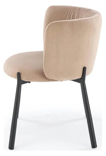 Scaun K531, bej/negru, stofa catifelata/metal, 60x58x76 cm