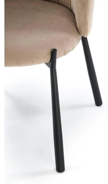 Scaun K531, bej/negru, stofa catifelata/metal, 60x58x76 cm
