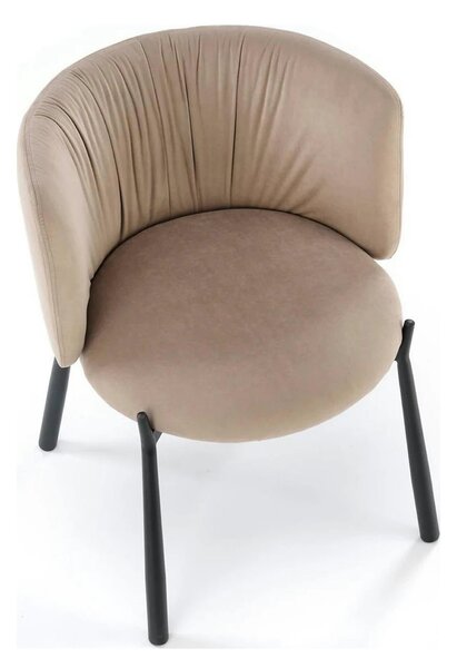 Scaun K531, bej/negru, stofa catifelata/metal, 60x58x76 cm