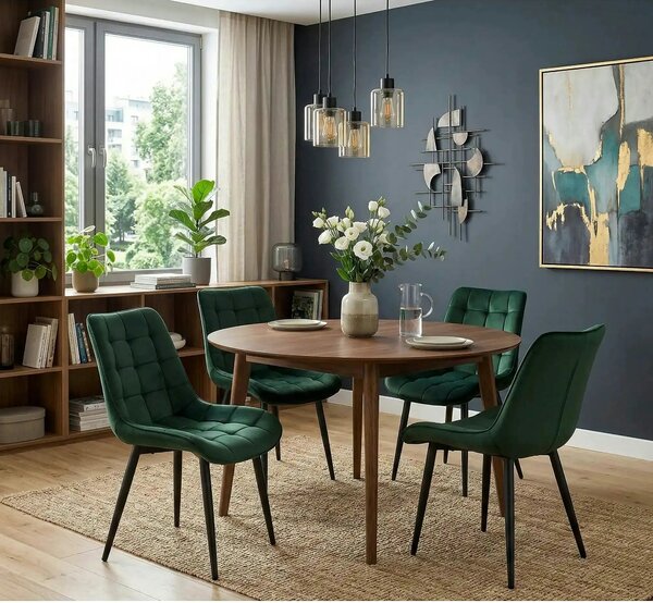 Scaun K580, verde inchis - HLR 57, stofa catifelata/otel, 51x61x85 cm