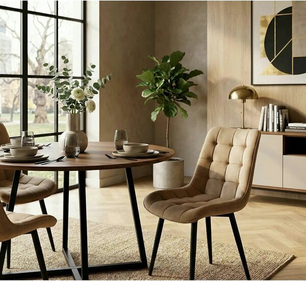 Scaun K580, bej - HLR 11, stofa catifelata/otel, 51x61x85 cm