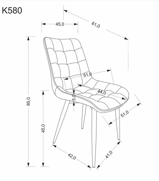 Scaun K580, bej - HLR 11, stofa catifelata/otel, 51x61x85 cm