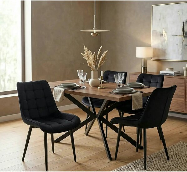 Scaun K580, negru - HLR 66, stofa catifelata/otel, 51x61x85 cm